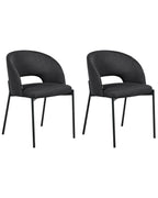 Set of 2 Dining Chairs PENNY Fabric Black
