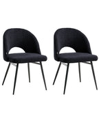 Set of 2 Dining Chairs ONAGA Boucle Black