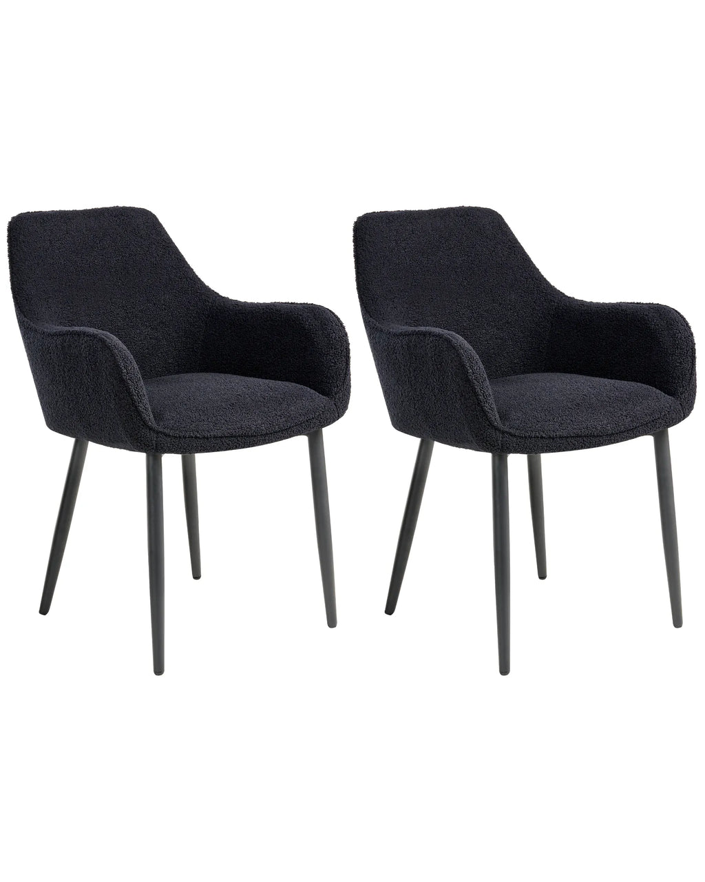 Set of 2 Dining Chairs ALDEN Boucle Black