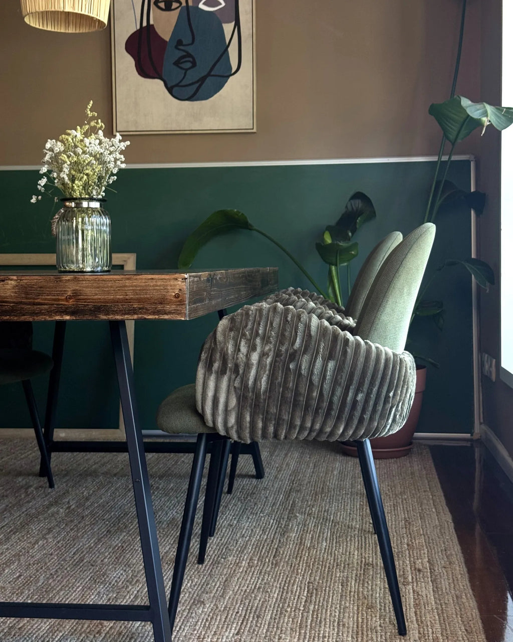 Set of 2 Dining Chairs AMITY Fabric Green