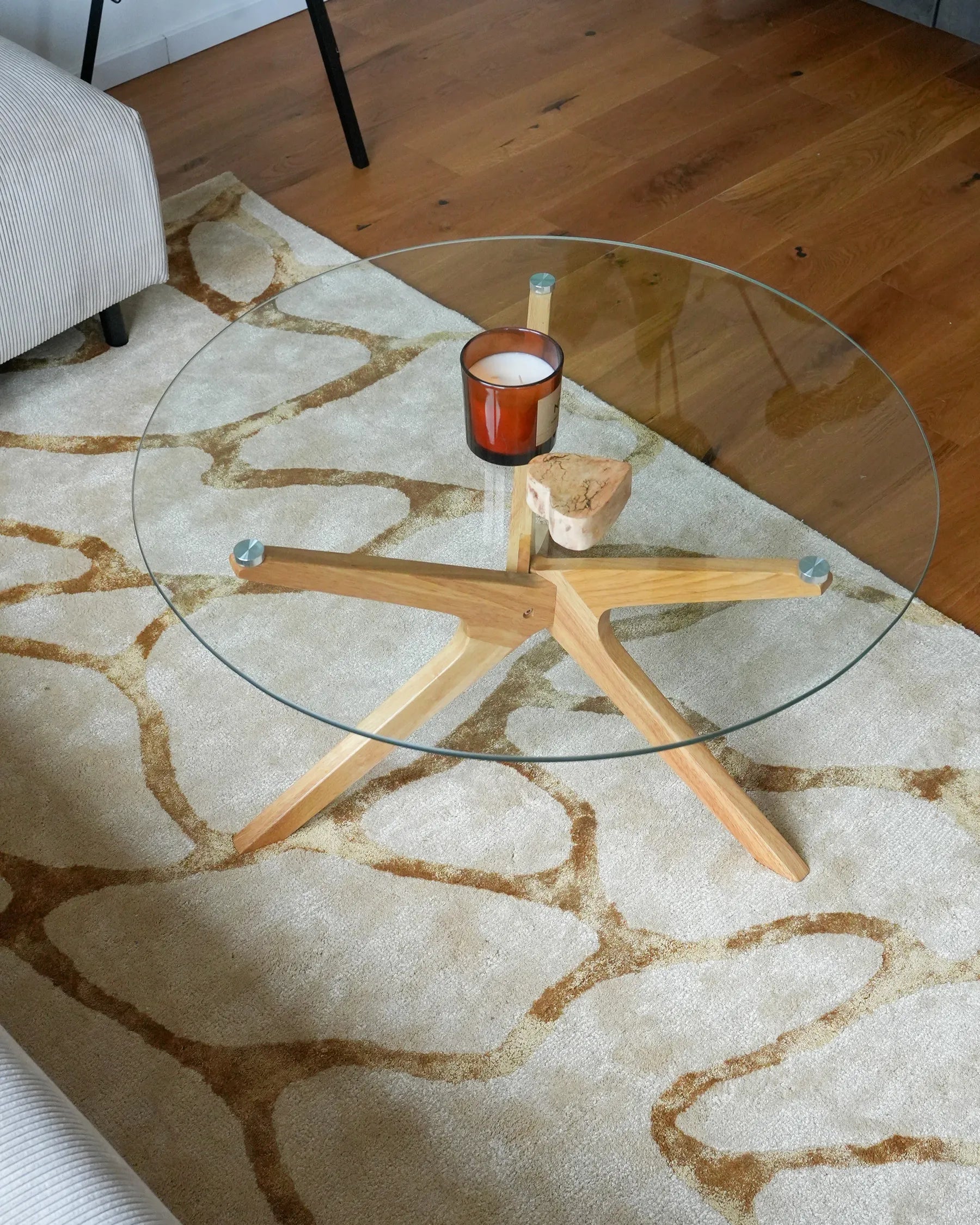 Coffee Table VALLEY Tempered Glass Light Brown