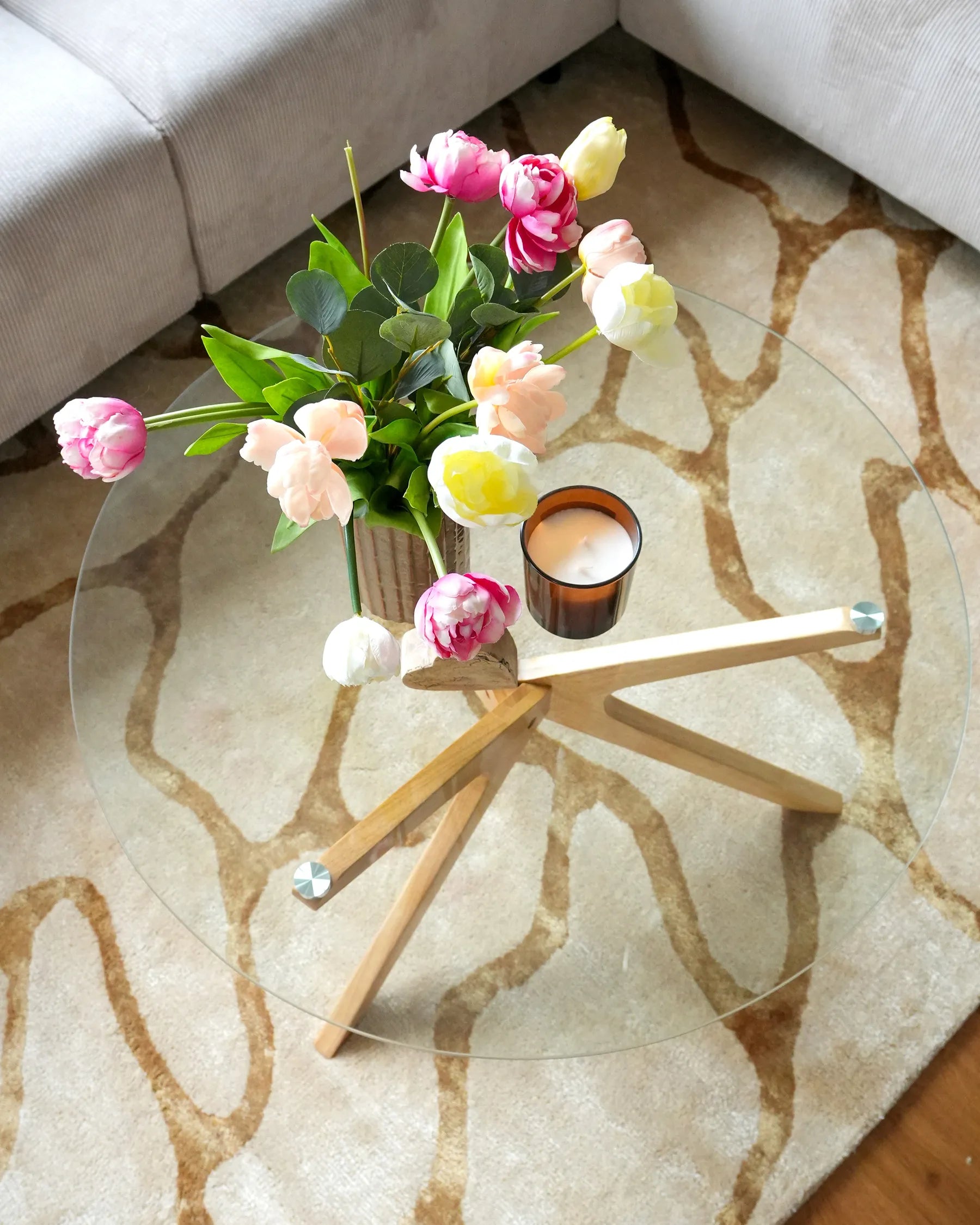 Coffee Table VALLEY Tempered Glass Light Brown