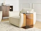 Side Table LOURDES Tempered Glass Brown