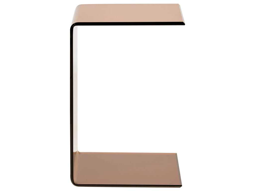 Side Table LOURDES Tempered Glass Brown