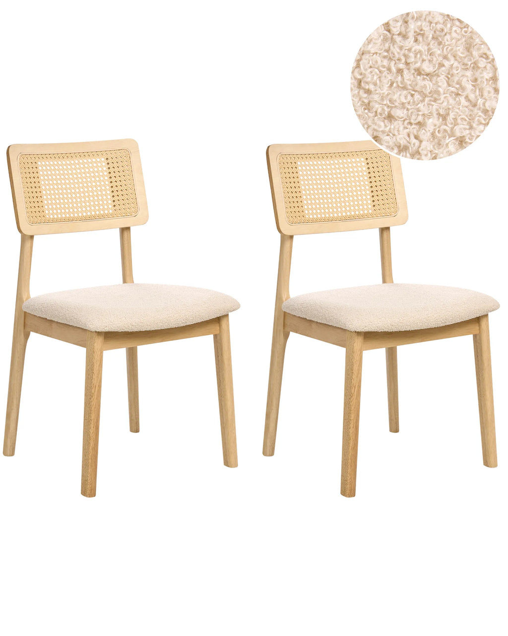 Set of 2 Dining Chairs EMBAR Wood Light Brown