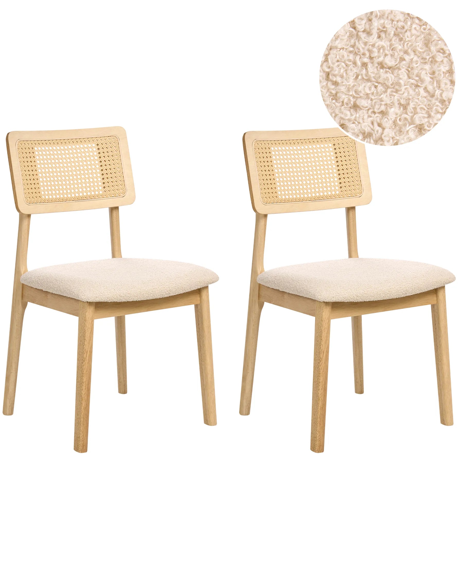 Set of 2 Dining Chairs EMBAR Wood Light Brown