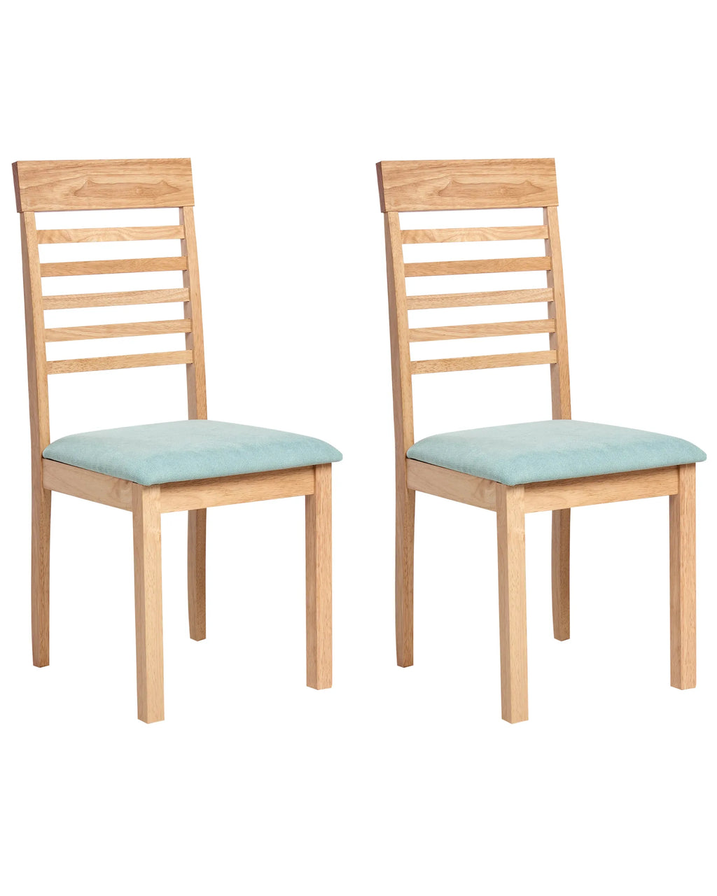Set of 2 Dining Chairs ORTLEY Wood Light Brown/ Mint
