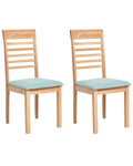 Set of 2 Dining Chairs ORTLEY Wood Light Brown/ Mint