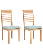Set of 2 Dining Chairs ORTLEY Wood Light Brown/ Mint