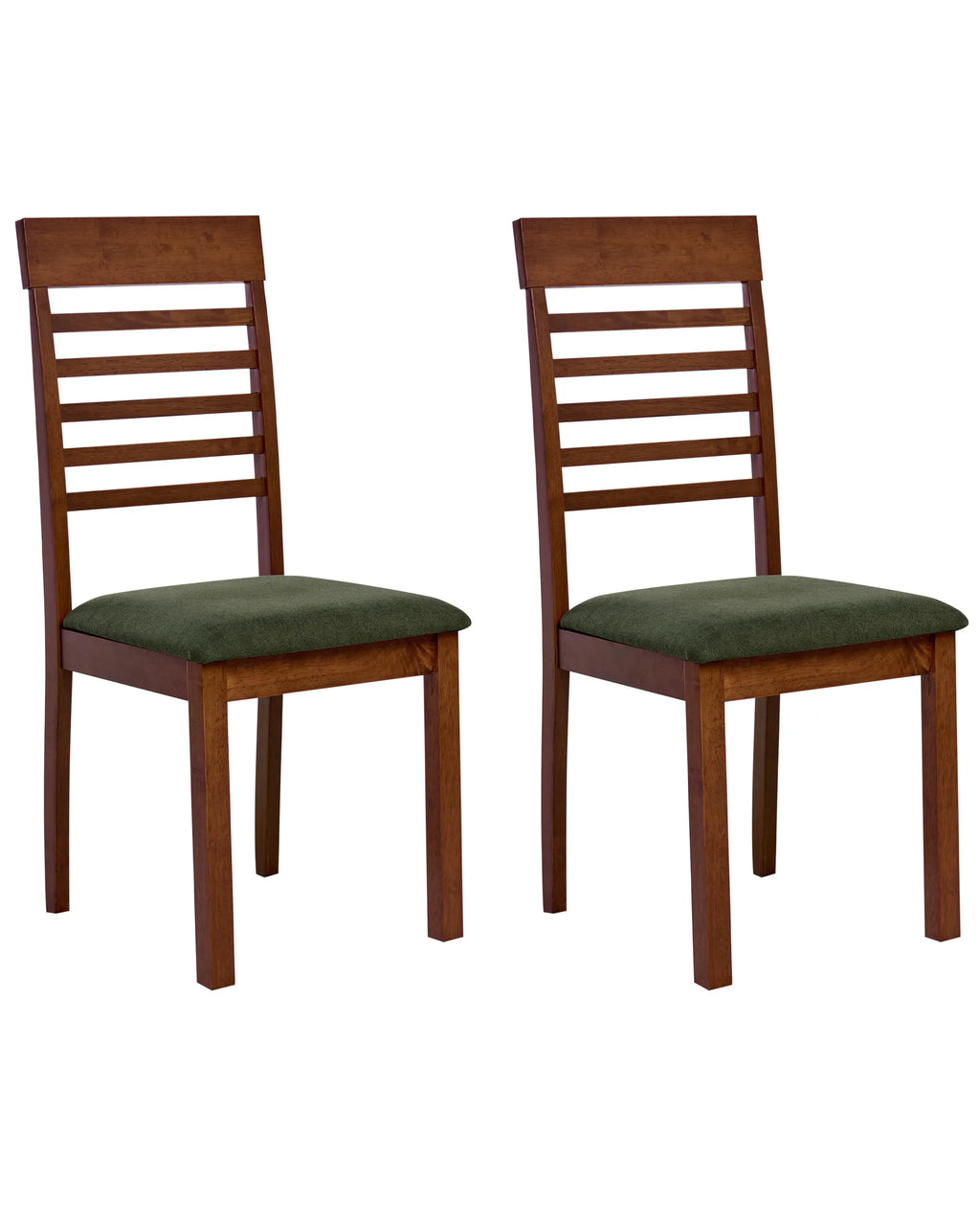 Set of 2 Dining Chairs ORTLEY Wood Dark Brown/ Green