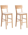 Set of 2 Bar Chairs AMBLER Wood Light Brown/ Beige