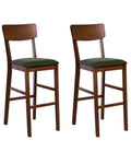 Set of 2 Bar Chairs AMBLER Wood Dark Brown/ Green