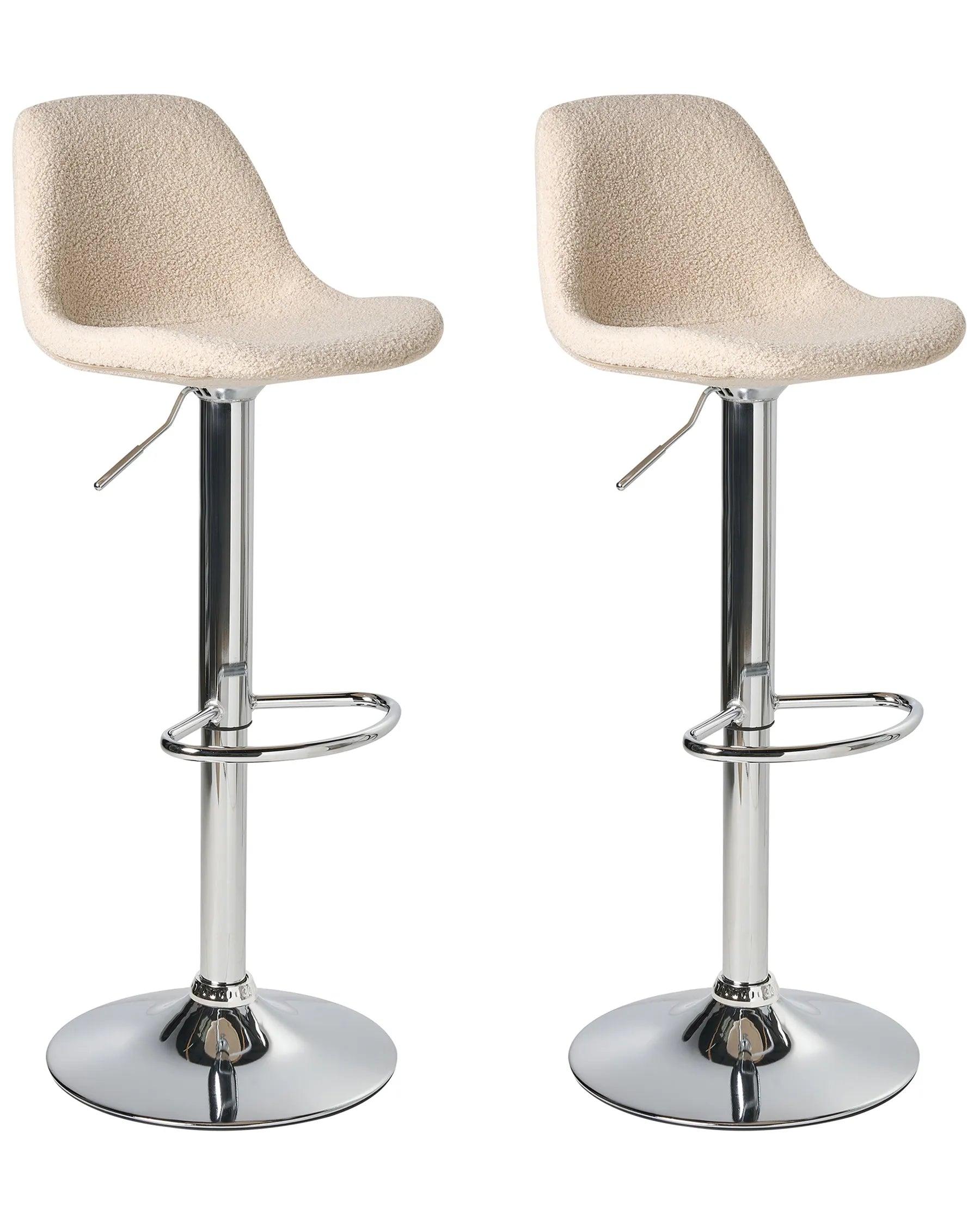 Set of 2 Bar Stools KAHLA Boucle Swivel Light Beige
