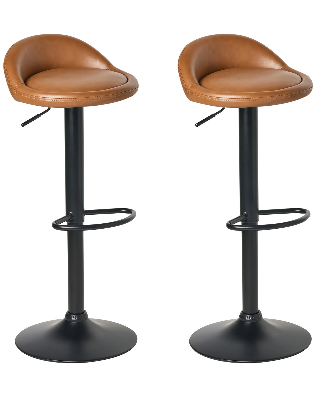 Set of 2 Bar Stools TETA Faux Leather Swivel Brown — main product view