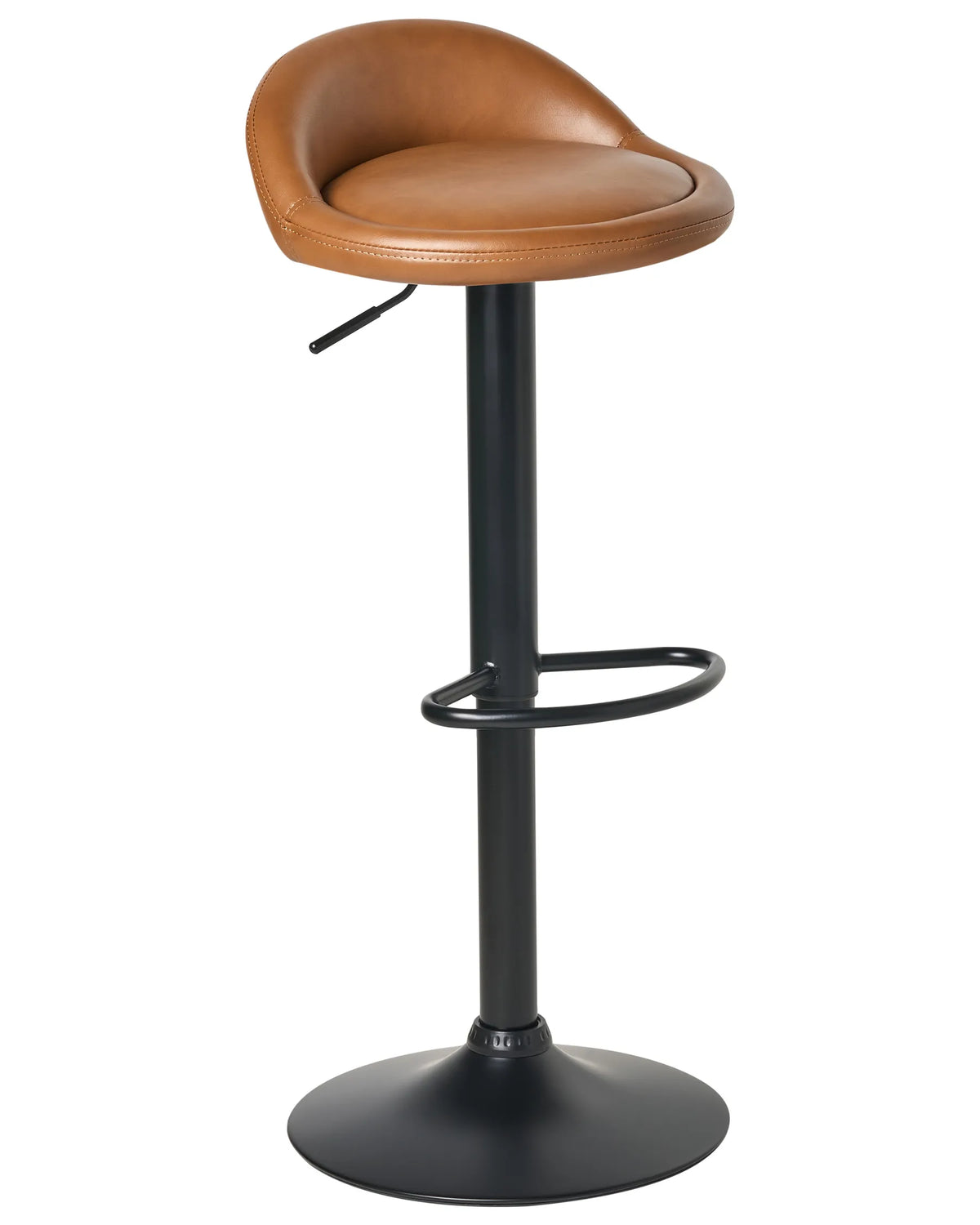 Set of 2 Bar Stools TETA Faux Leather Swivel Brown — alternate product view