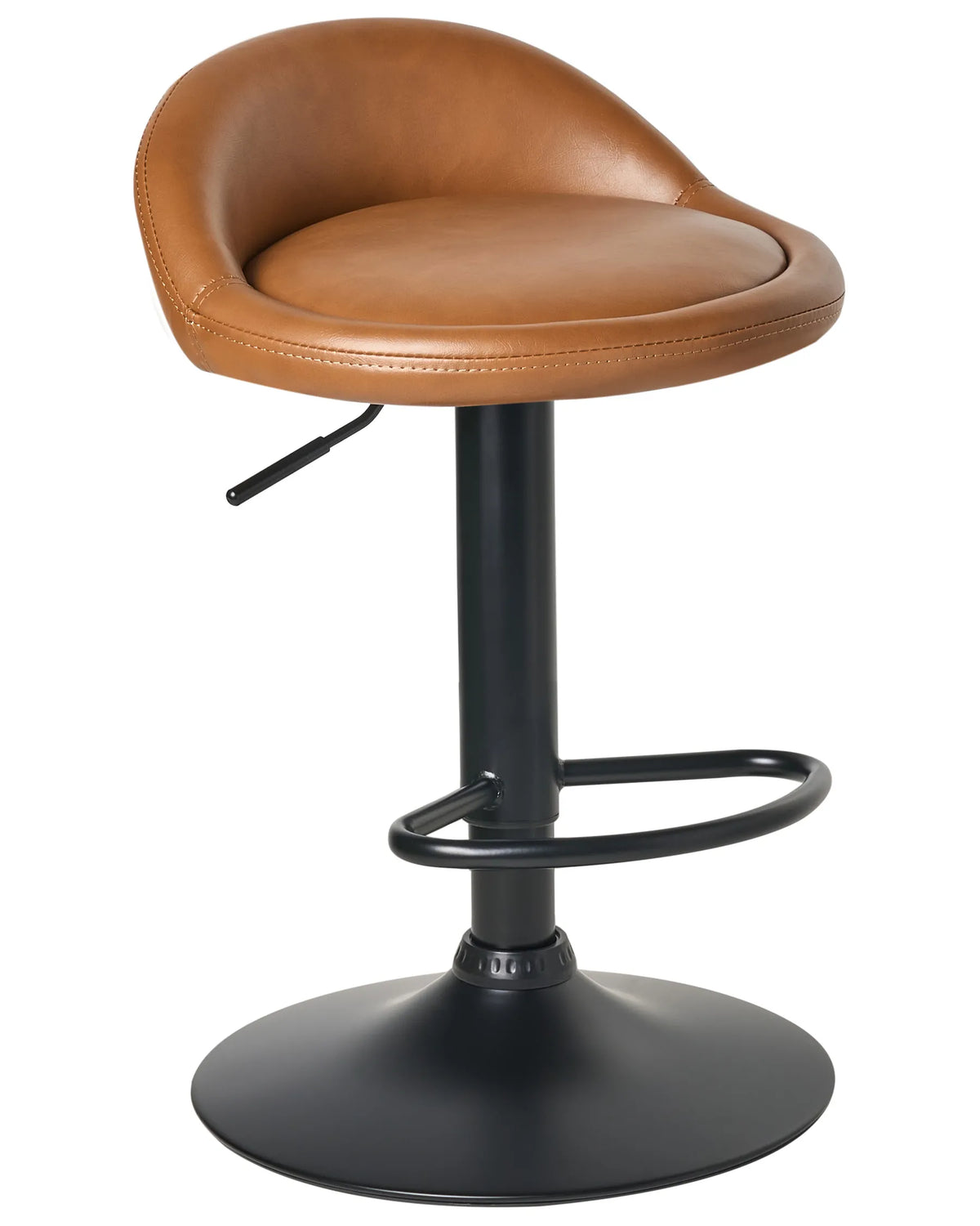 Set of 2 Bar Stools TETA Faux Leather Swivel Brown — angled product view