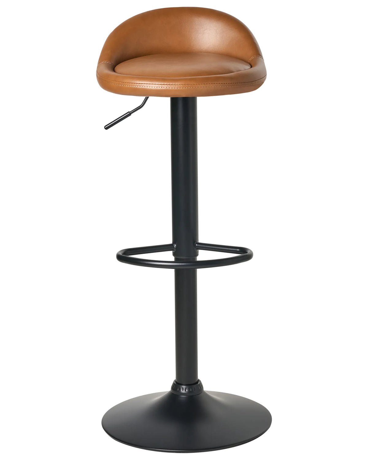 Set of 2 Bar Stools TETA Faux Leather Swivel Brown — front product view