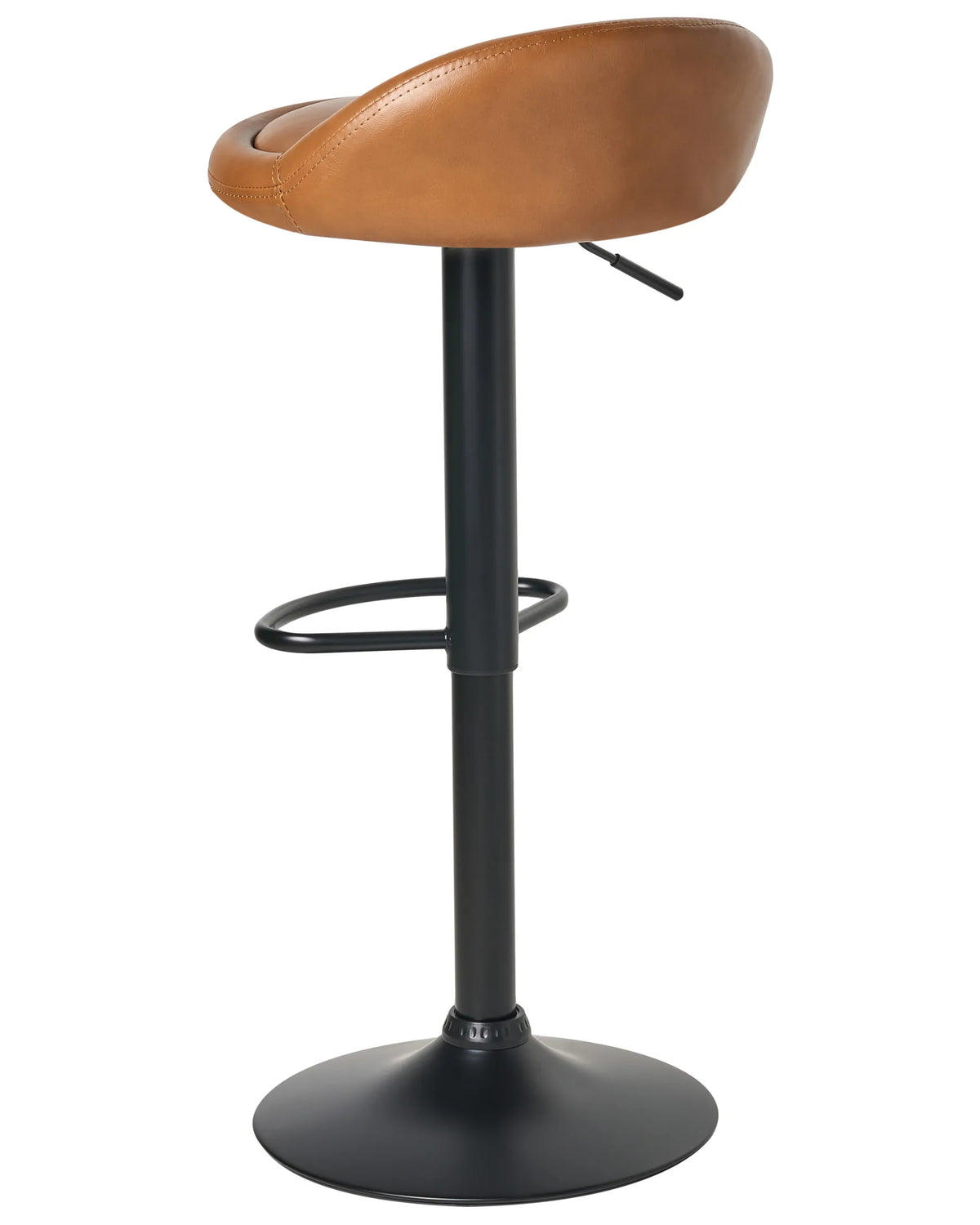 Set of 2 Bar Stools TETA Faux Leather Swivel Brown — side product view
