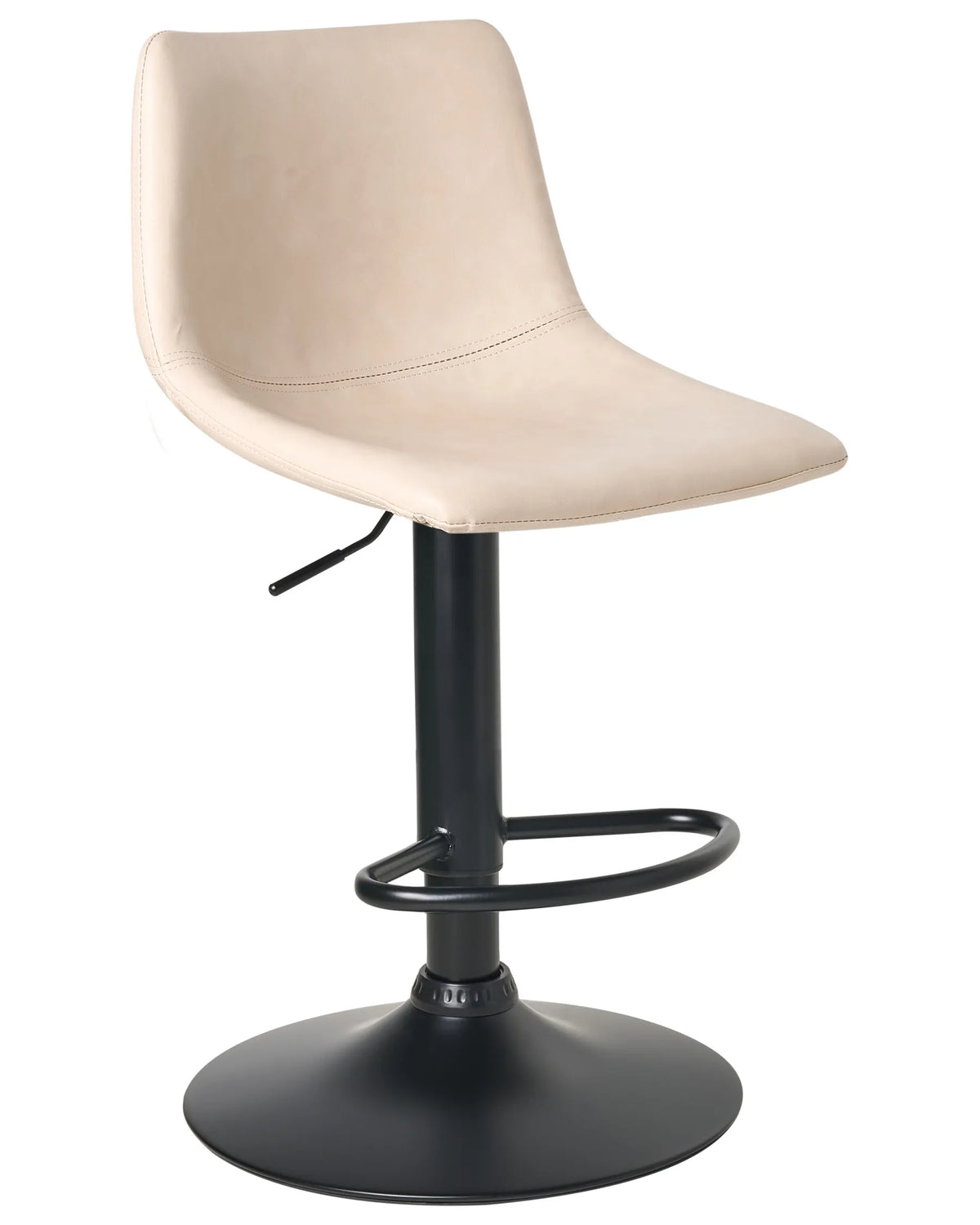 Set of 2 Bar Stools CENORA Faux Leather Swivel Light Beige — angled product view
