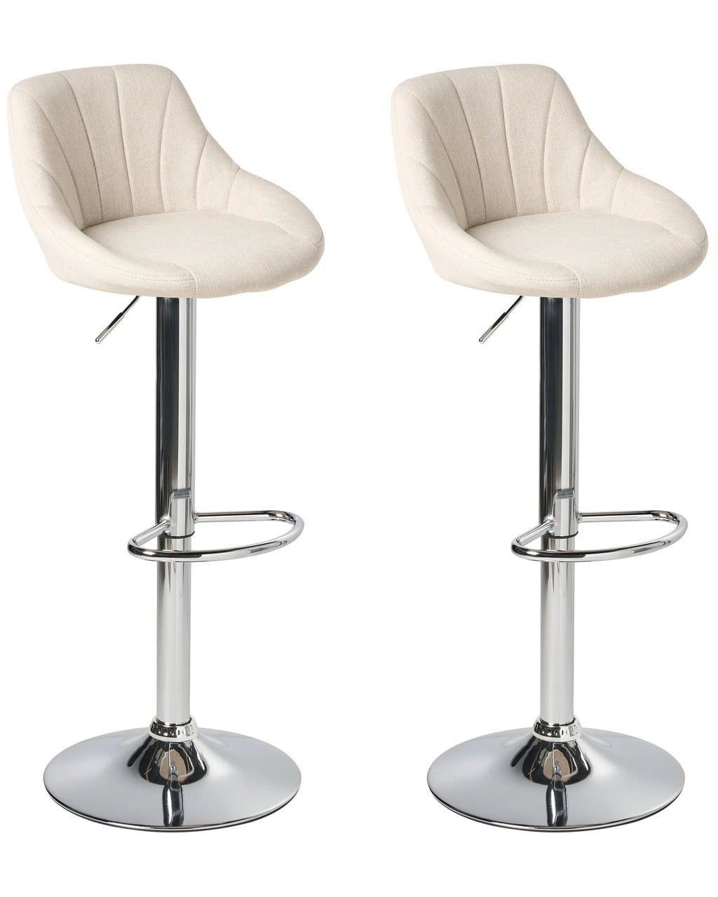 Set of 2 Bar Stools GEVELA Fabric Swivel Light Beige — main product view