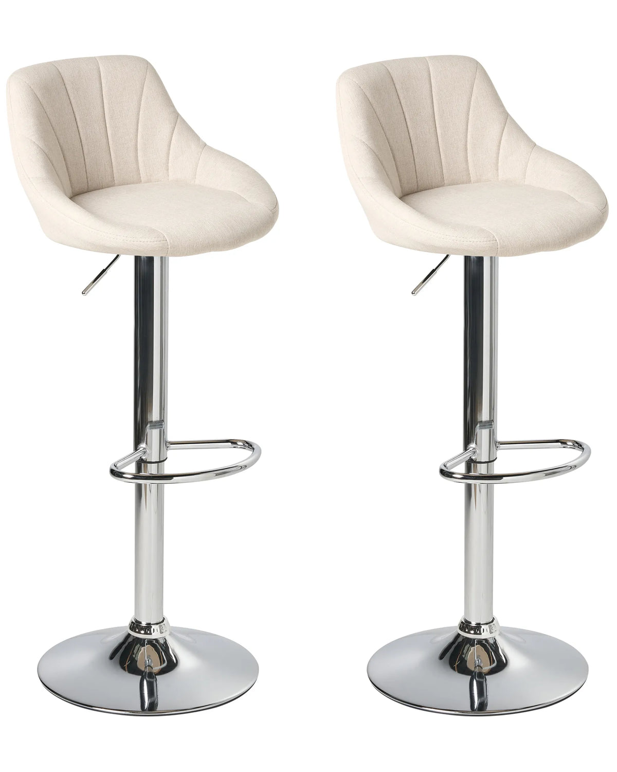 Set of 2 Bar Stools GEVELA Fabric Swivel Light Beige — main product view