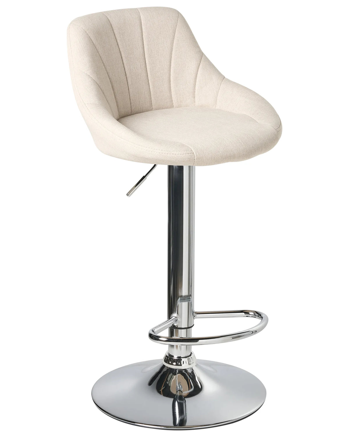 Set of 2 Bar Stools GEVELA Fabric Swivel Light Beige — angled product view