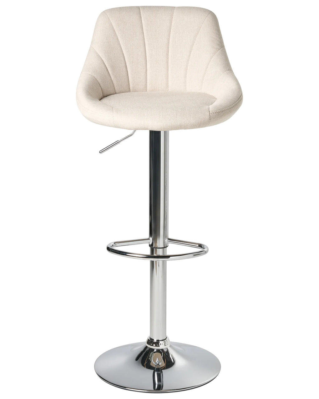 Set of 2 Bar Stools GEVELA Fabric Swivel Light Beige — front product view