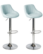Set of 2 Bar Stools GEVELA Fabric Swivel Light Blue — main product view