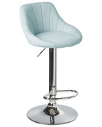 Set of 2 Bar Stools GEVELA Fabric Swivel Light Blue — angled product view