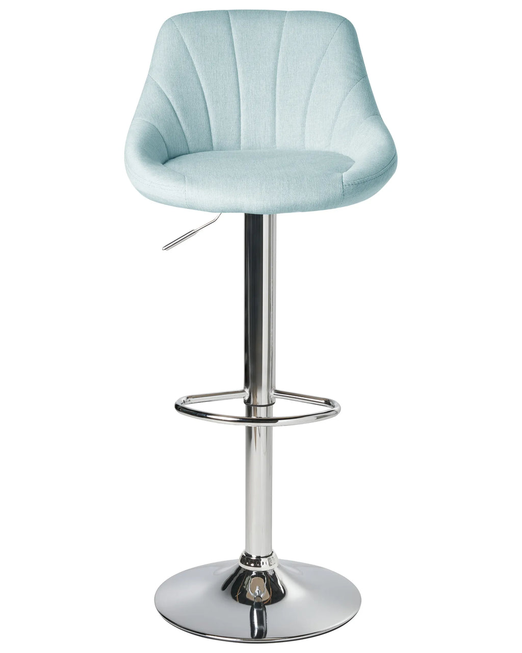 Set of 2 Bar Stools GEVELA Fabric Swivel Light Blue — front product view
