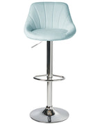 Set of 2 Bar Stools GEVELA Fabric Swivel Light Blue — front product view