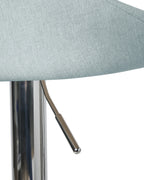 Set of 2 Bar Stools GEVELA Fabric Swivel Light Blue — material and finish detail