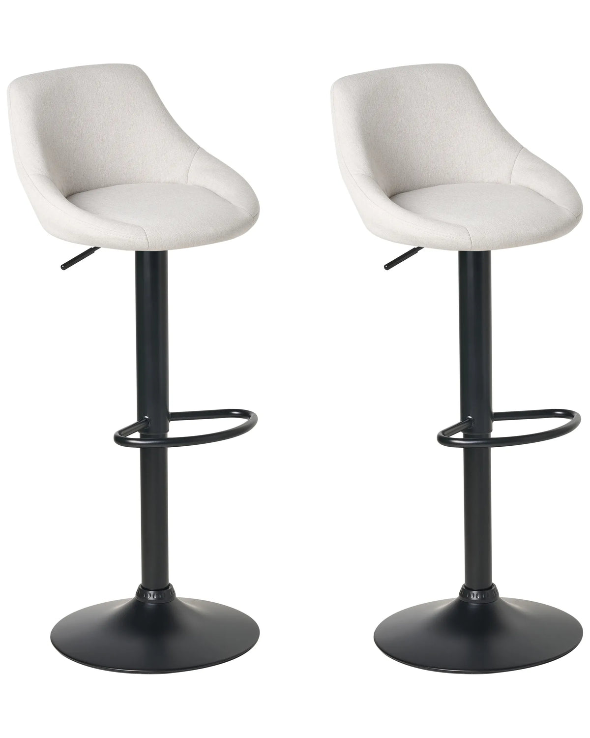 Set of 2 Bar Stools TIDA Fabric Swivel Light Grey — main product view