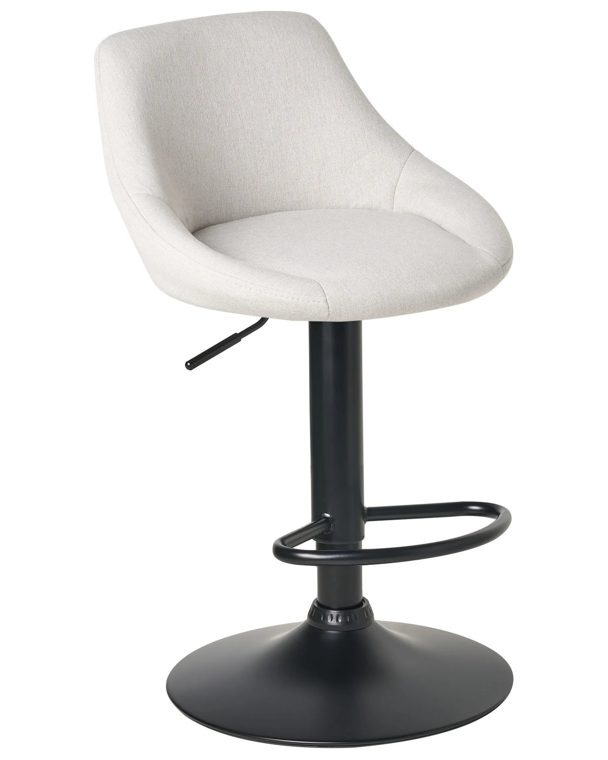 Set of 2 Bar Stools TIDA Fabric Swivel Light Grey — angled product view