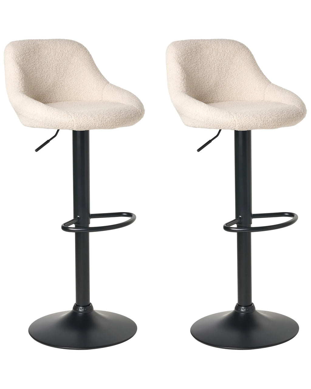 Set of 2 Bar Stools MEDULIN Boucle Swivel Light Beige