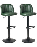 Set of 2 Bar Stools VLORE Faux Leather Swivel Dark Green