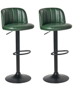 Set of 2 Bar Stools VLORE Faux Leather Swivel Dark Green