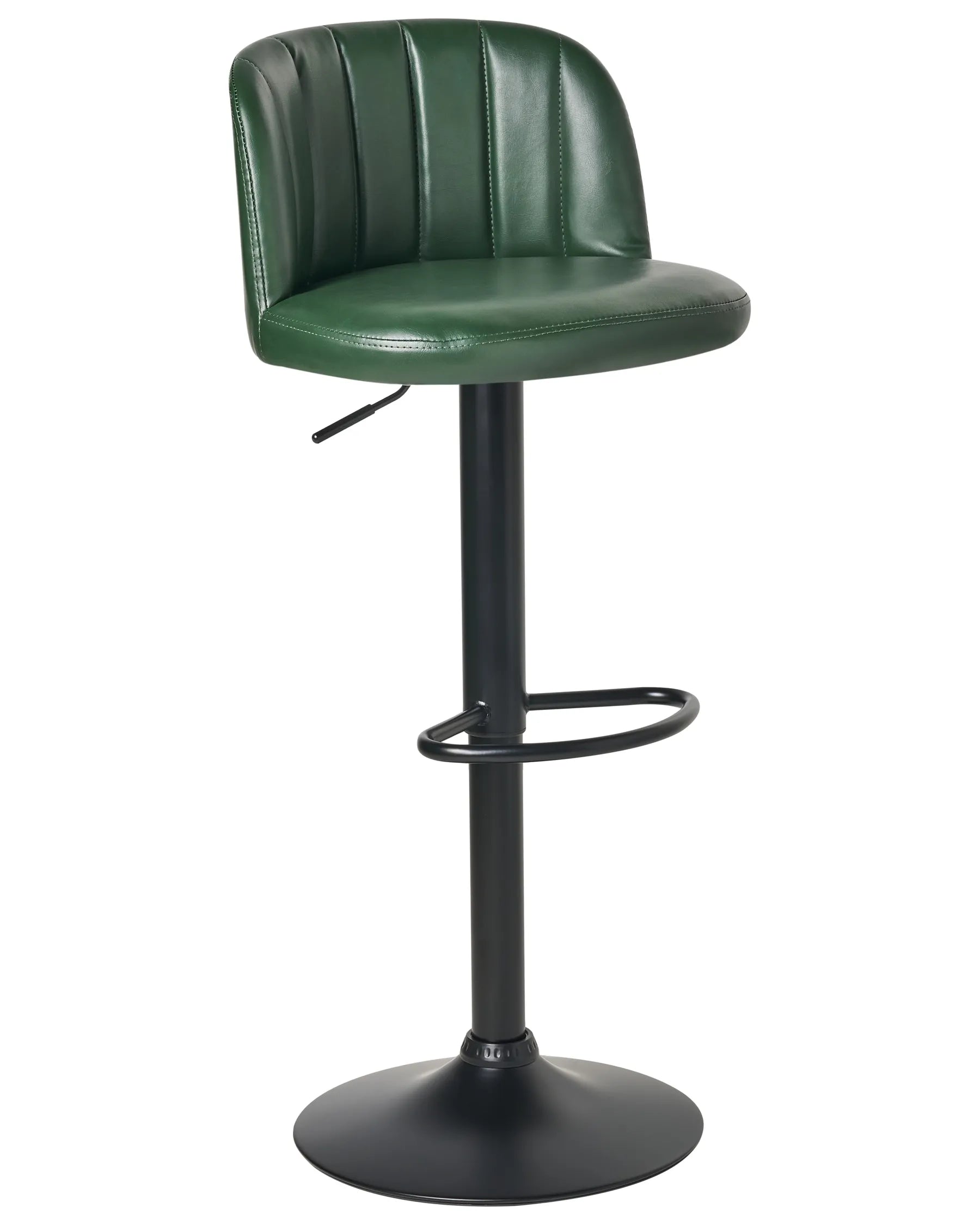 Set of 2 Bar Stools VLORE Faux Leather Swivel Dark Green