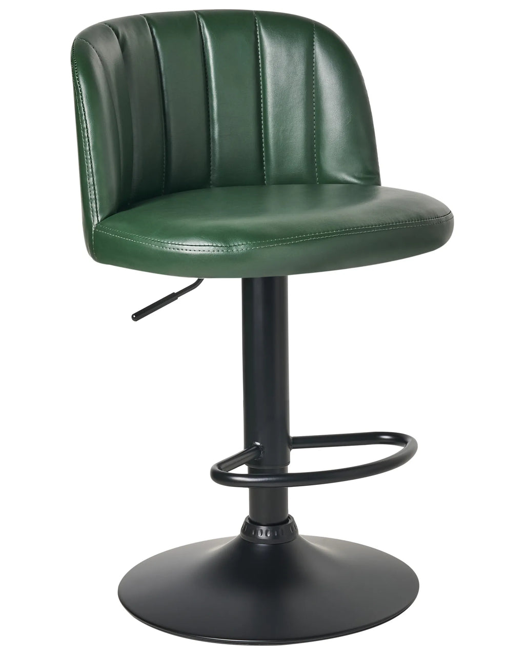 Set of 2 Bar Stools VLORE Faux Leather Swivel Dark Green