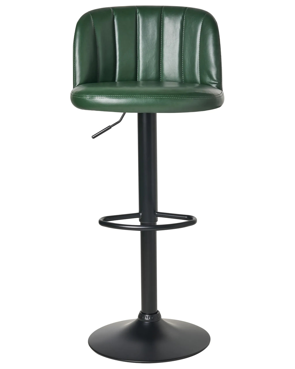 Set of 2 Bar Stools VLORE Faux Leather Swivel Dark Green
