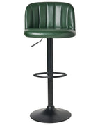 Set of 2 Bar Stools VLORE Faux Leather Swivel Dark Green
