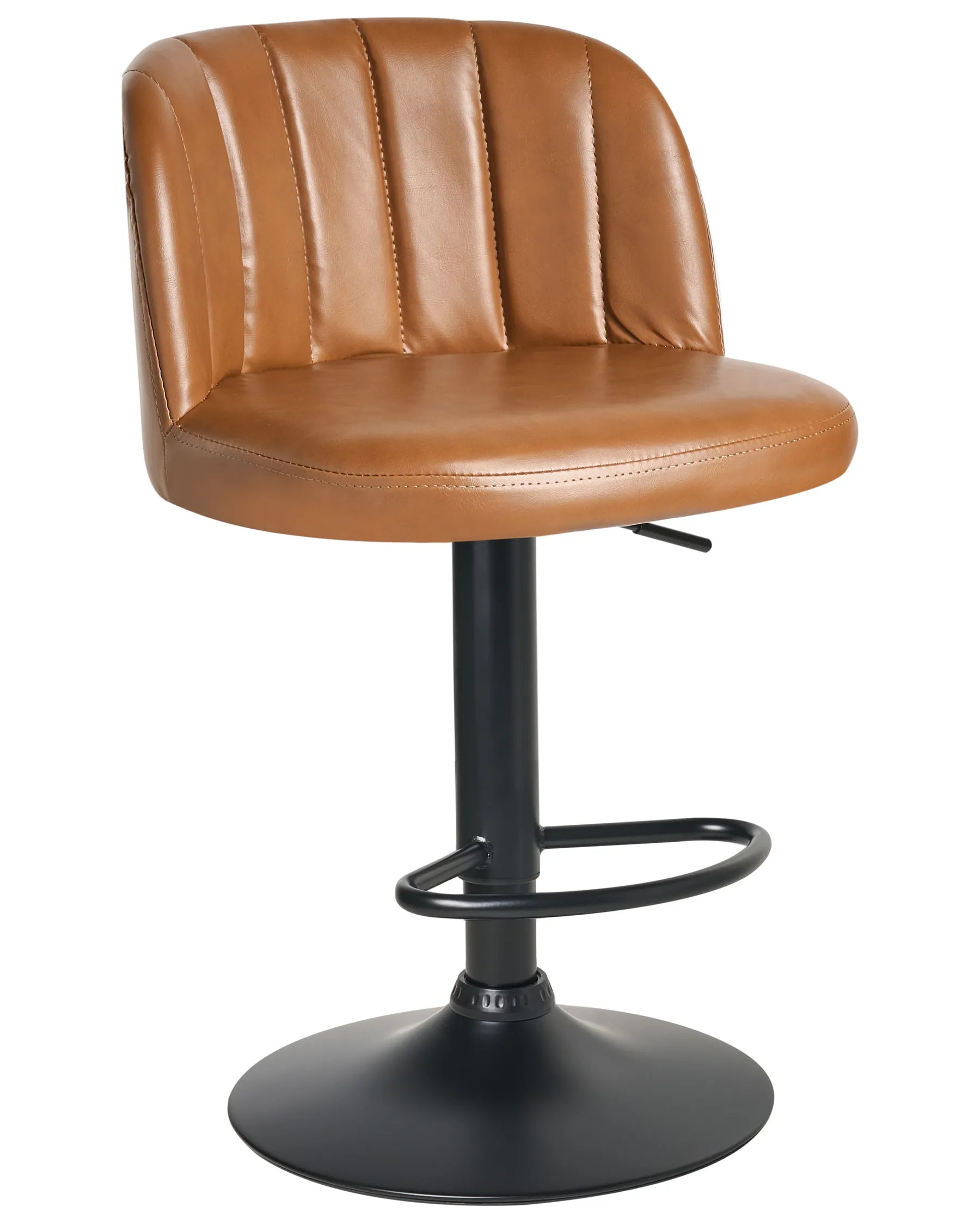 Set of 2 Bar Stools VLORE Faux Leather Swivel Brown