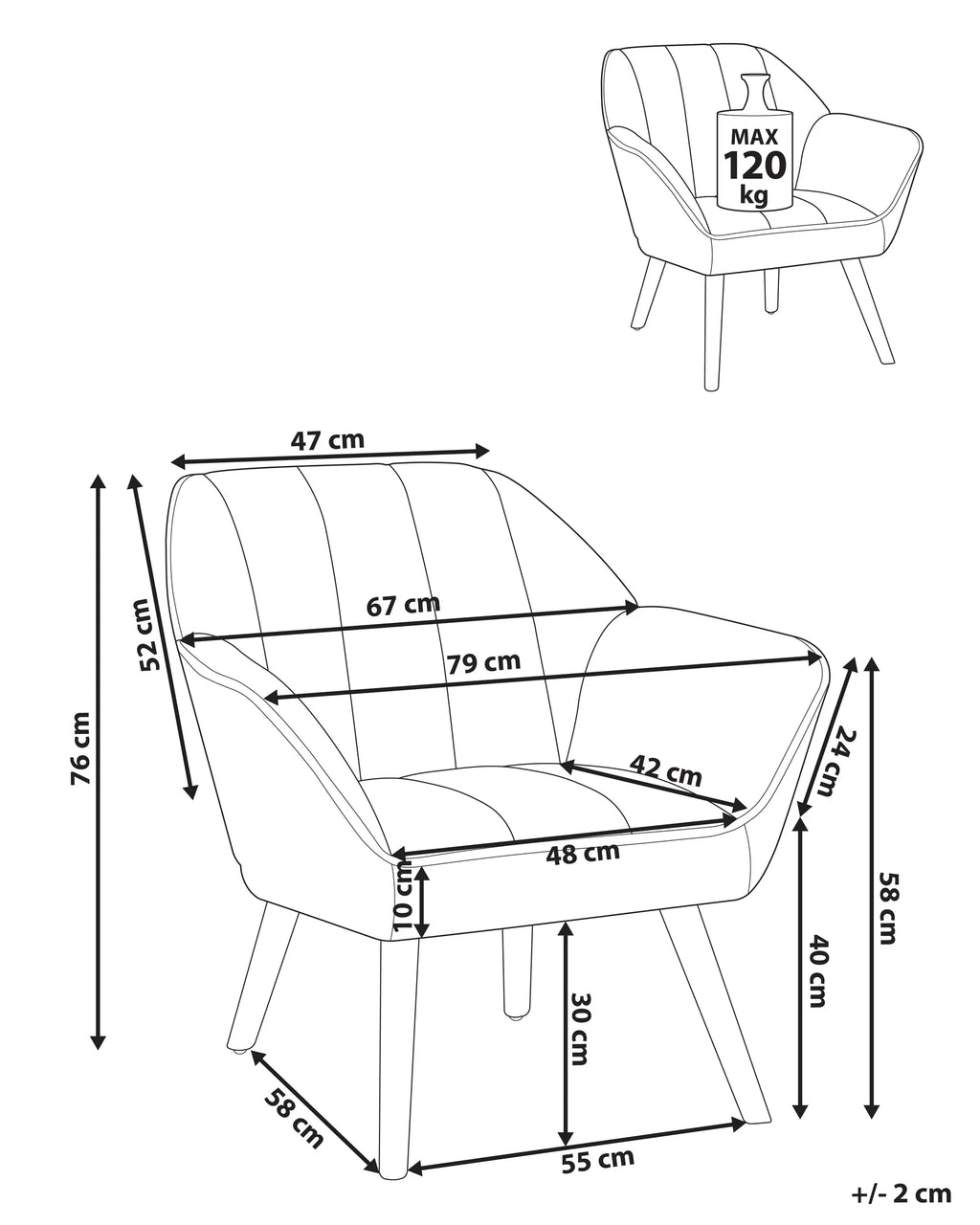 Armchair TORUD Fabric Light Beige