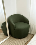 Swivel Armchair DAVIK Boucle Dark Green