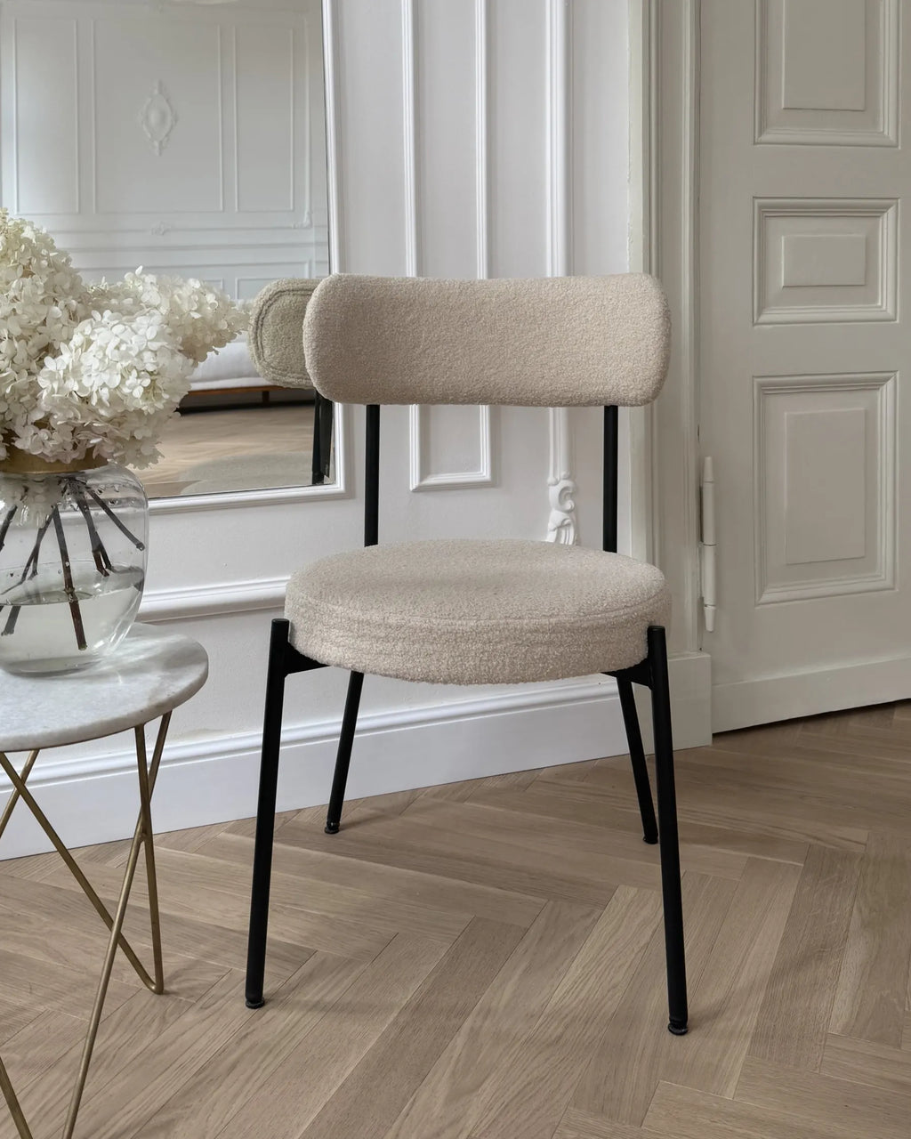 Set of 2 Dining Chairs ALLISON Boucle Light Beige