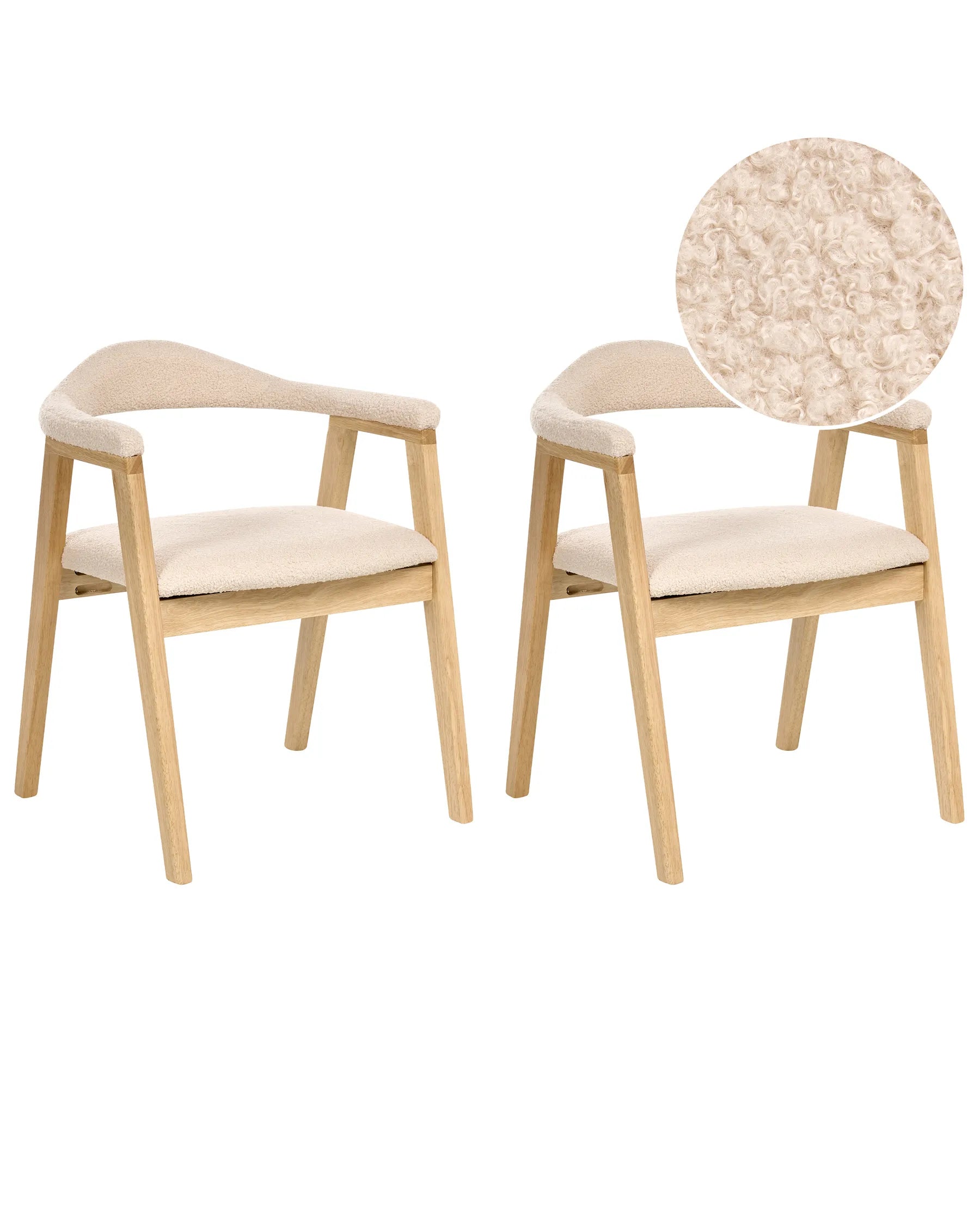 Set of 2 Dining Chairs ONECO Wood Light Brown