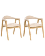 Set of 2 Dining Chairs ONECO Wood Light Brown