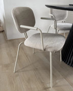 Set of 2 Dining Chairs CARILLE Chenille Light Beige