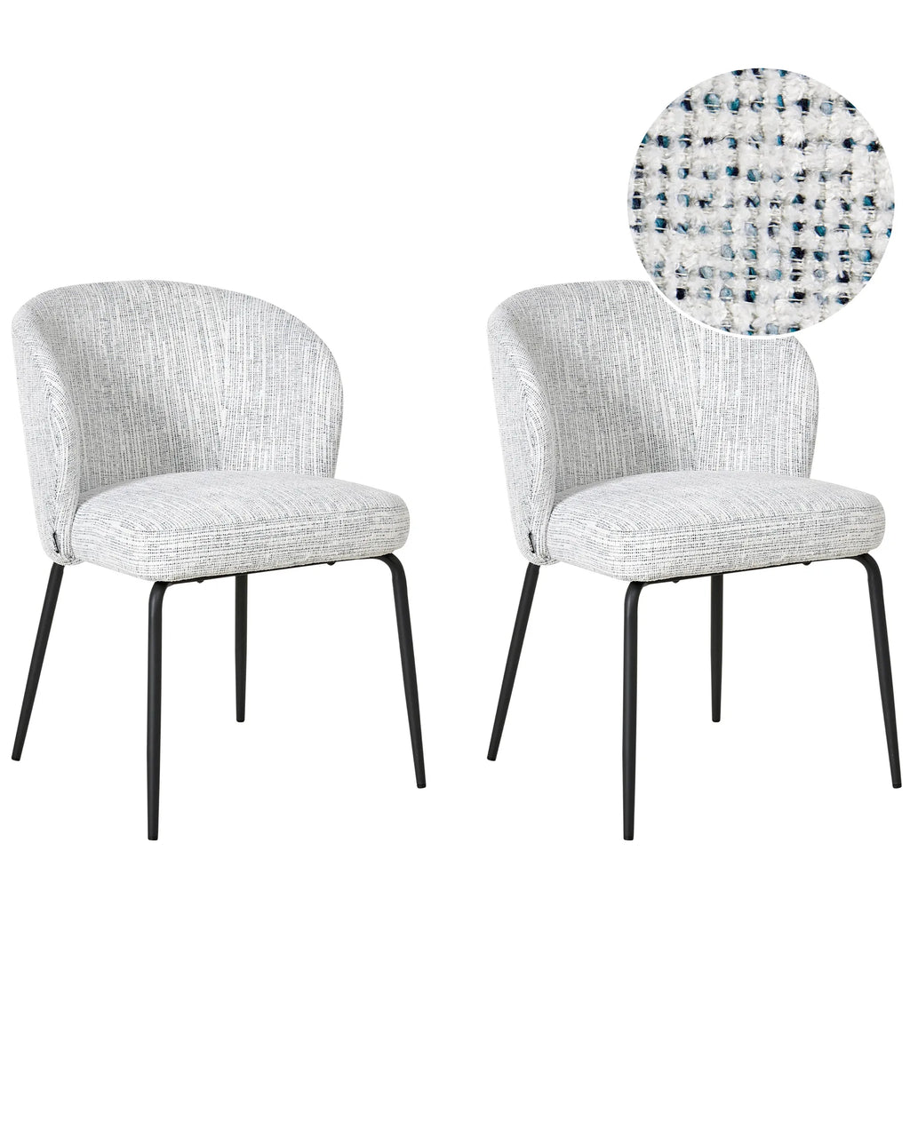Set of 2 Dining Chairs ZANA Fabric White/ Blue