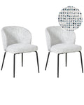 Set of 2 Dining Chairs ZANA Fabric White/ Blue